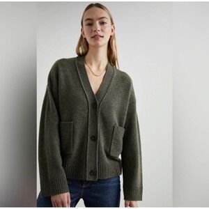 Rails Lindi Wool & Cashmere Blend Cardigan Sweater. Sz L Olive